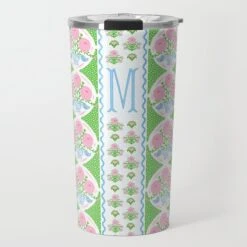 Ribbons In Bloom Personalized Travel Tumbler, Peony