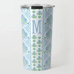 Ribbons In Bloom Personalized Travel Tumbler, Hydrangea