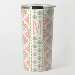 Ribbons In Bloom Personalized Travel Tumbler, Begonia