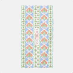 Ribbons In Bloom Personalized Beach Towel, Periwinkle