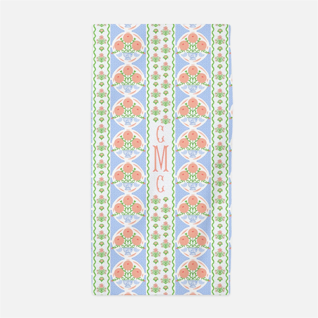 Ribbons In Bloom Personalized Beach Towel, Periwinkle 1 Ribbons In Bloom Personalized Beach Towel, Periwinkle