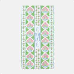 Ribbons In Bloom Personalized Beach Towel, Peony