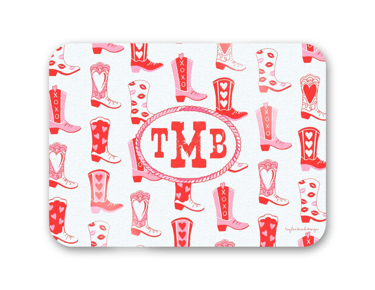 Rootin' Tootin' Valentine's, Rosy, Personalized 16" X 12" Tempered Glass Cutting Board 1 Rootin' Tootin' Valentine's, Rosy, Personalized 16" X 12" Tempered Glass Cutting Board
