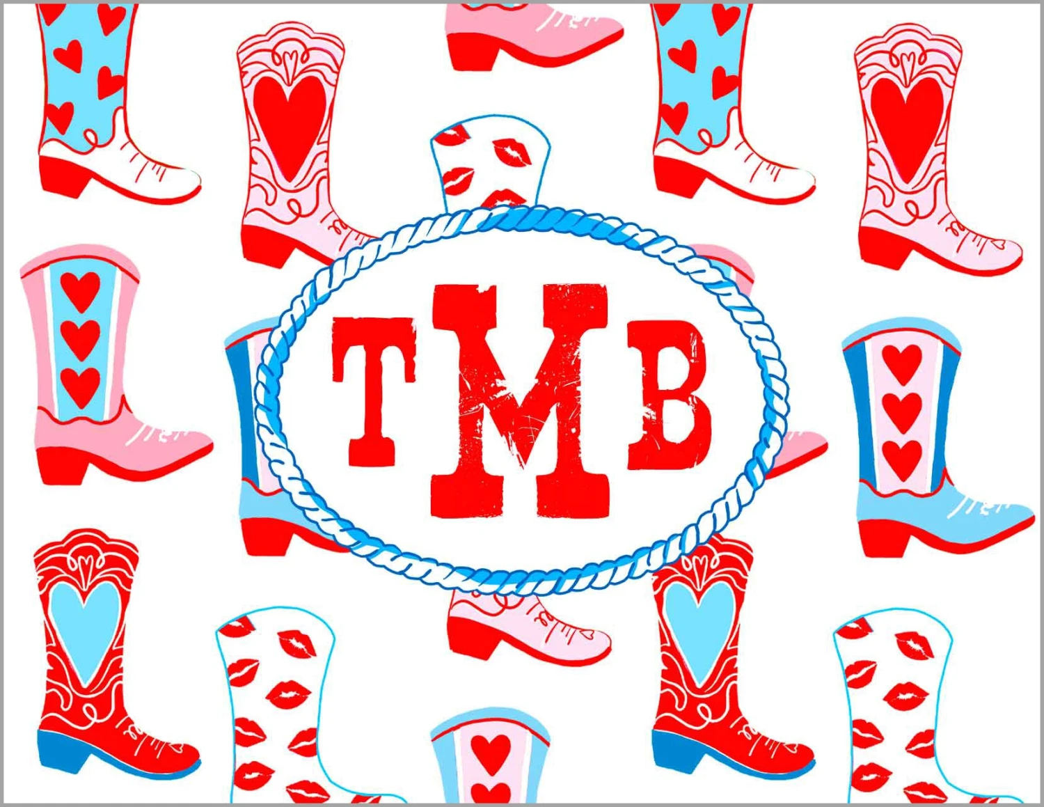 Rootin' Tootin' Valentine's, True Blue, Personalized Folded Note Cards 1 Rootin' Tootin' Valentine's, True Blue, Personalized Folded Note Cards