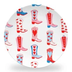 Rootin' Tootin' Valentine's, True Blue, Set Of (4) 10" Dia. Melamine Plates