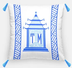 Royal Pagoda, Sapphire, Euro Pillow & Insert, 26"x26"