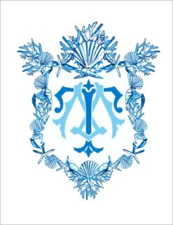 Seashell Crest, Deep Sea, Personalized Folded Note Cards