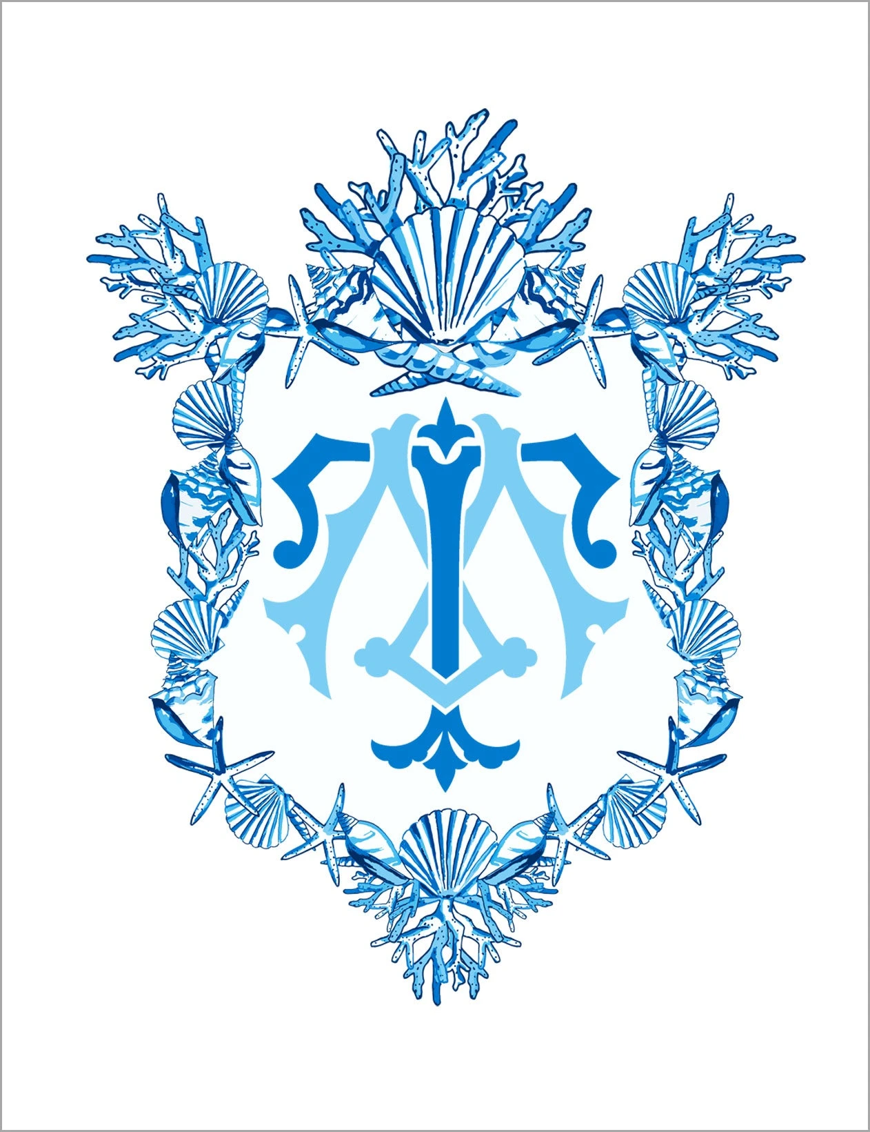 Seashell Crest, Deep Sea, Personalized Folded Note Cards 1 Seashell Crest, Deep Sea, Personalized Folded Note Cards