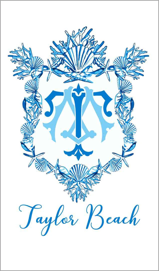 Seashell Crest, Indigo, Enclosure Cards 1 Seashell Crest, Indigo, Enclosure Cards