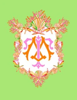 Seashell Crest, Seaweed, Personalized Folded Note Cards