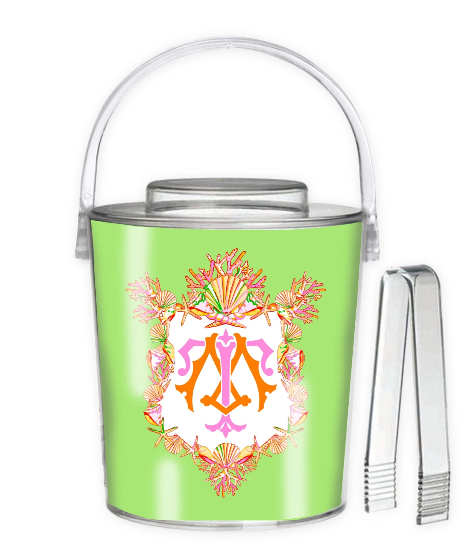 Seashell Crest, Seaweed, 3 Qt. Acrylic Ice Bucket 1 Seashell Crest, Seaweed, 3 Qt. Acrylic Ice Bucket