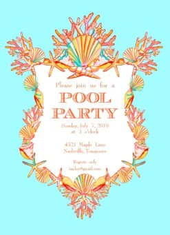 Seashell Crest Invitation, Seaglass