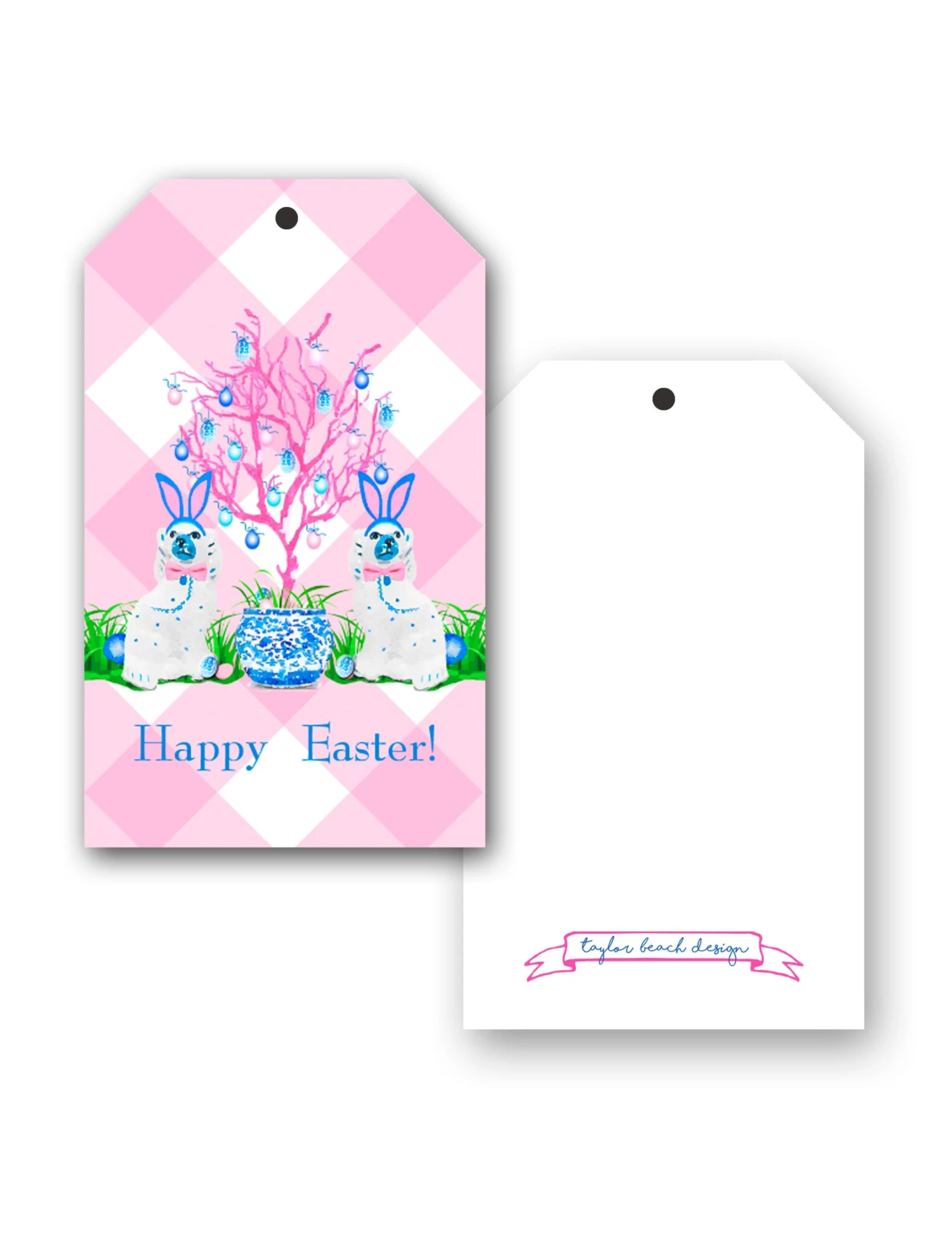 Spring Staffies Easter Hang Tags, Pink 1 Spring Staffies Easter Hang Tags, Pink