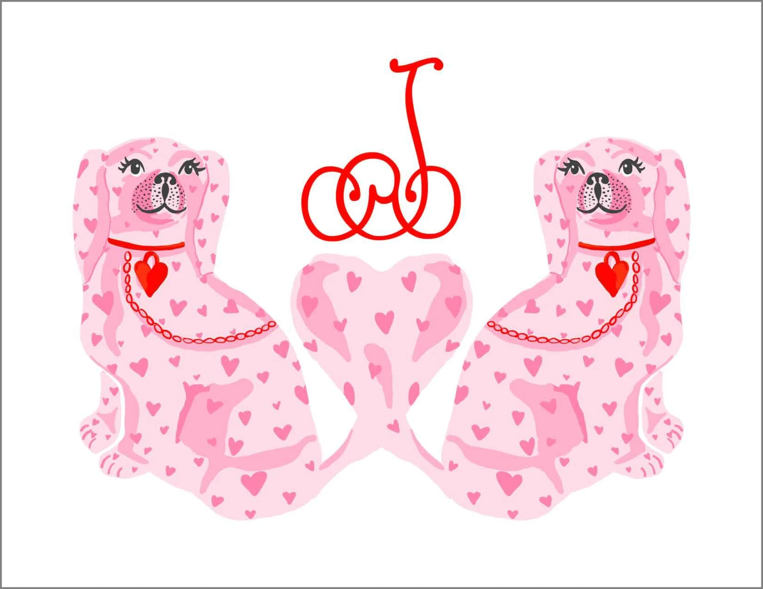 StaffHEARTshire Spaniels Personalized Valentine's Folded Note Cards 1 StaffHEARTshire Spaniels Personalized Valentine's Folded Note Cards