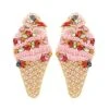 Strawberry Ice Cream Beaded Statement Earrings
