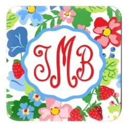 Summer Picnic Personalized 4"x 4" Paper Coasters