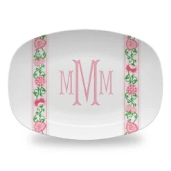 Sweetheart Suzani Border, Pink, Personalized Melamine Platter