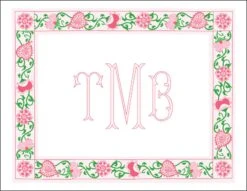 Sweetheart Suzani Border, Pink, Personalized Valentine's Folded Note Cards