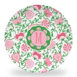 Sweetheart Suzani, Pink, Set Of (4) Personalized 10" Dia. Melamine Plates