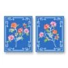 Conservatory Garden, Indigo, Set Of 2, Floral Art Prints