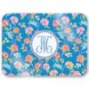 Conservatory Garden, Indigo, Personalized 16" X 12" Tempered Glass Cutting Board