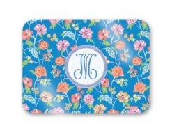 Conservatory Garden, Indigo, Personalized 16" X 12" Tempered Glass Cutting Board