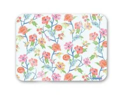 Conservatory Garden, Bone White, 16" X 12" Tempered Glass Cutting Board