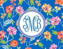 Conservatory Garden, Indigo, Personalized Folded Note Cards