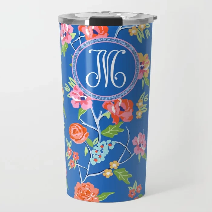 Conservatory Garden, Indigo, Personalized Travel Tumbler 1 Conservatory Garden, Indigo, Personalized Travel Tumbler