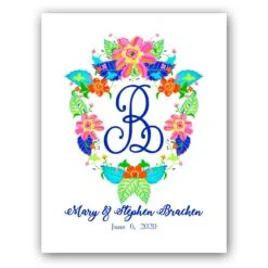 Personalized Tobacco Leaf Wedding Crest Fine Art Print