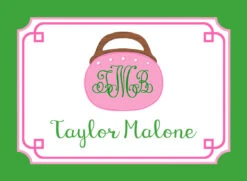 Bermuda Bag Personalized Gift Tags, Pink & Green