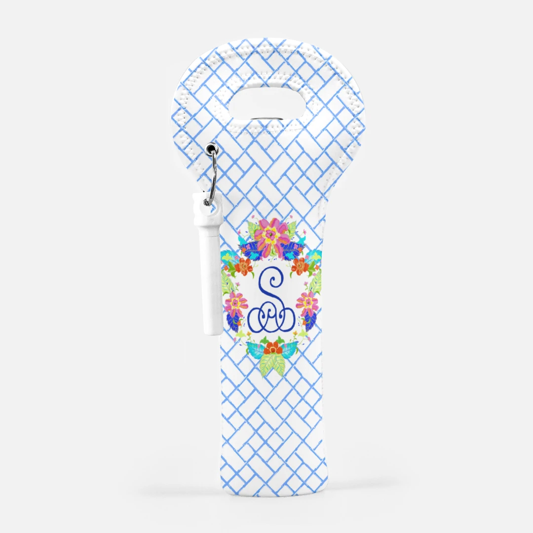 Tobacco Leaf Crest Personalized Wine Carrier With Cork Screw 1 Tobacco Leaf Crest Personalized Wine Carrier With Cork Screw