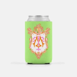 Set Of (2) Seashell Crest, Seaweed, Personalized Can Coolers