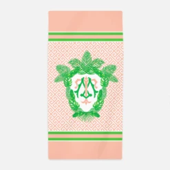 Tropical Palm Leaf Custom Crest, Coral Reef, Beach Towel