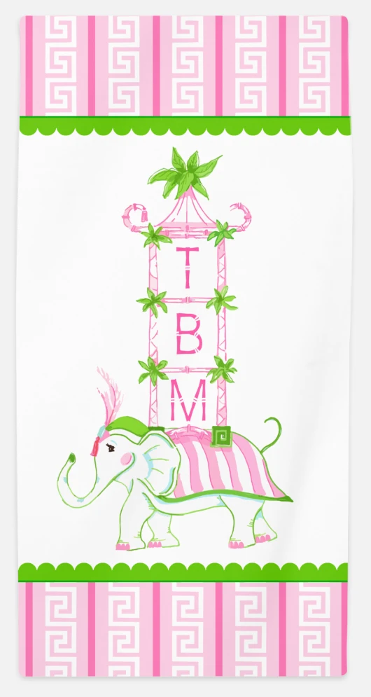 Elephant Pagoda Beach Towel 1 Elephant Pagoda Beach Towel