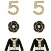 Chanel No 5 Inspired Black Bejeweled Statement Earrings - Three (3) Pairs