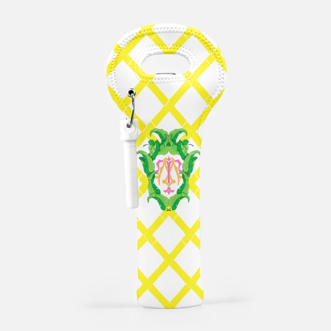 Banana Leaf Crest, Island Sunrise, Wine Carrier With Cork Screw 1 Banana Leaf Crest, Island Sunrise, Wine Carrier With Cork Screw