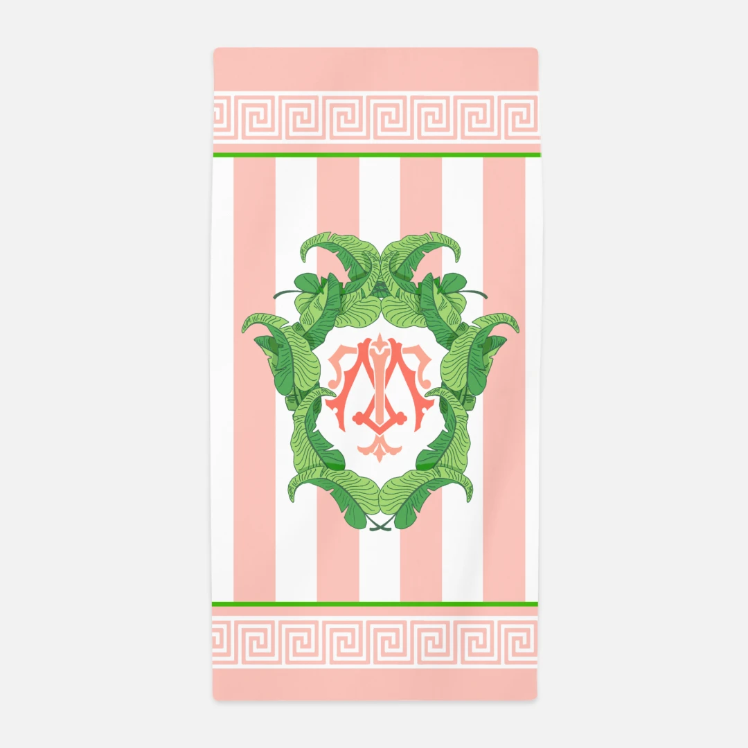Banana Leaf Custom Crest, Tropicali, Beach Towel 1 Banana Leaf Custom Crest, Tropicali, Beach Towel